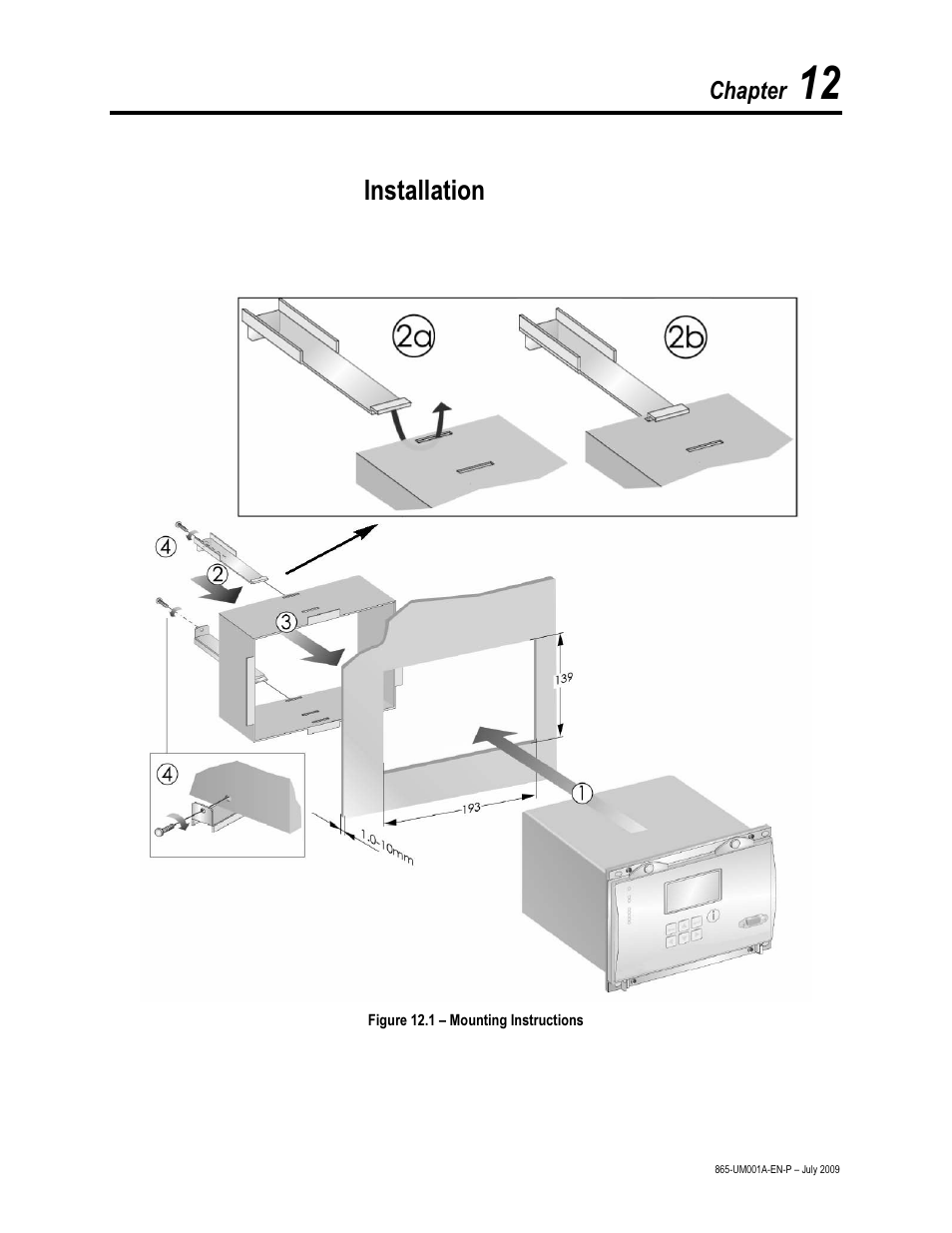 Chapter 12 – installation, Installation, Chapter | Rockwell Automation 865 Differential Protection Relay User Manual | Page 183 / 186