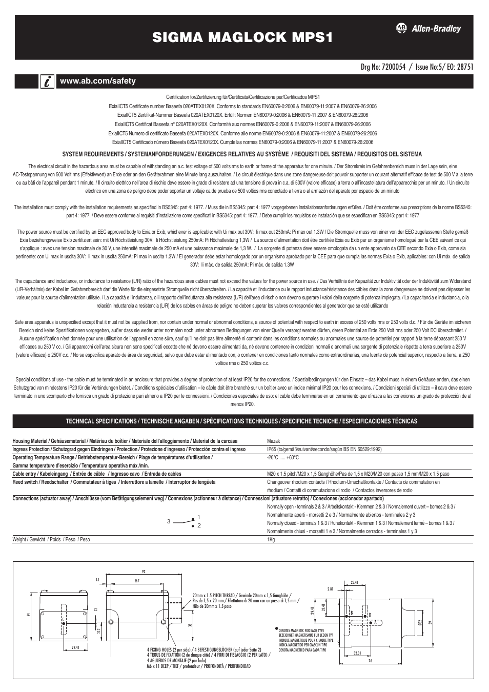 Rockwell Automation 443S Sigma Maglock MPS1 User Manual | 2 pages