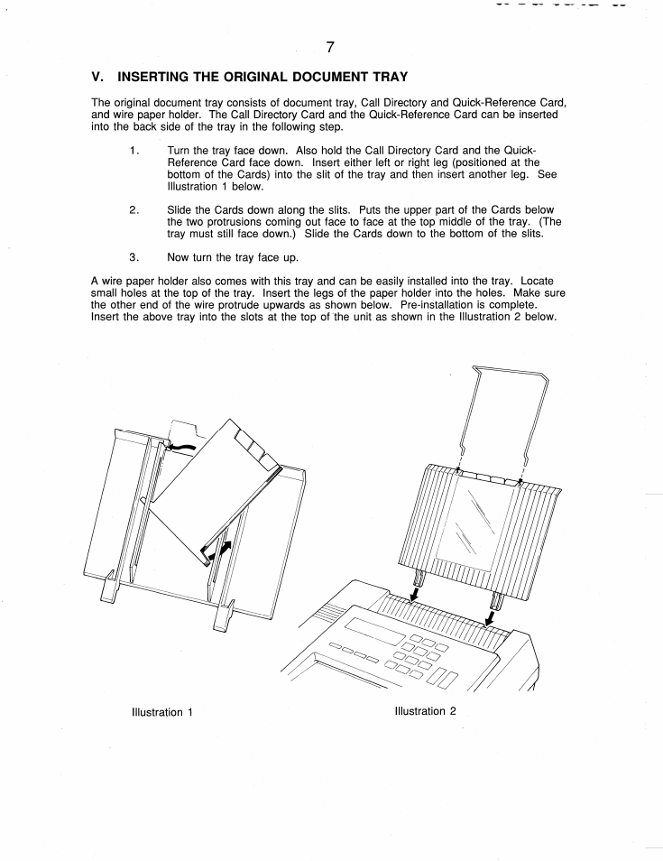 V. inserting the original document tray | Brother FAX-210 User Manual | Page 16 / 68