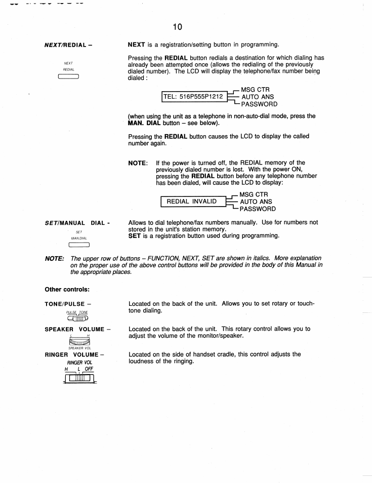 Other controls | Brother FAX-210 User Manual | Page 19 / 68