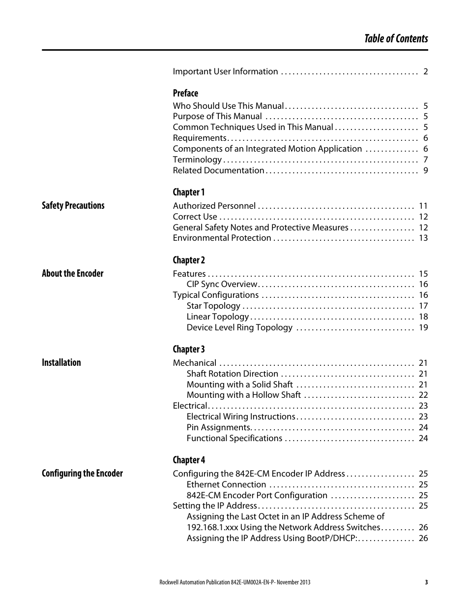 Rockwell Automation 842E CM Integrated Motion Encoder on EtherNet/IP User Manual | Page 3 / 64