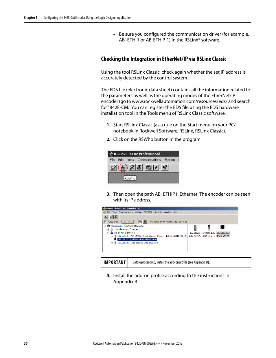 Rockwell Automation 842E CM Integrated Motion Encoder on EtherNet/IP User Manual | Page 30 / 64