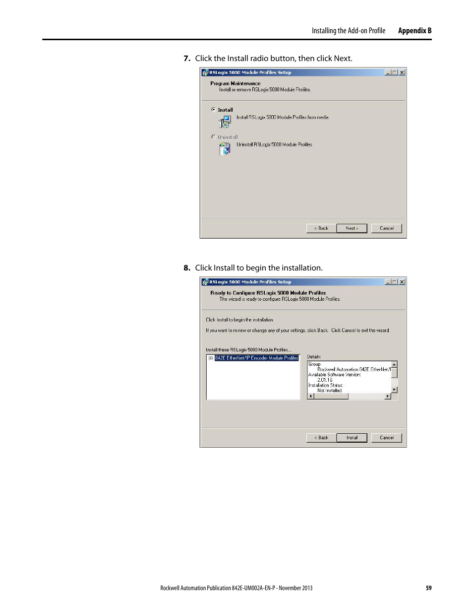 Rockwell Automation 842E CM Integrated Motion Encoder on EtherNet/IP User Manual | Page 59 / 64