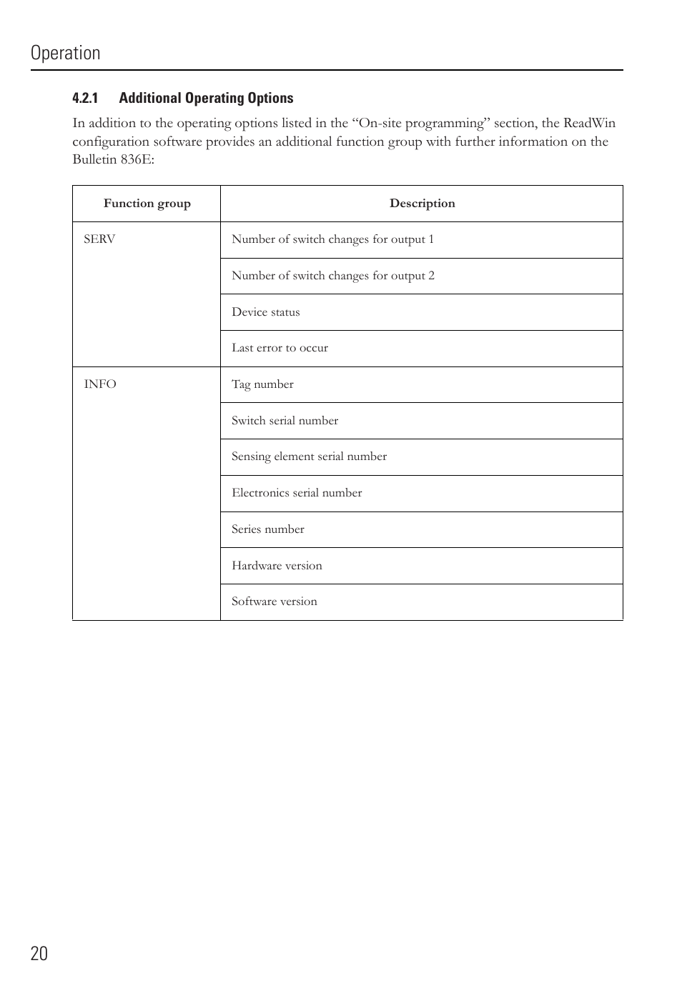 Operation 20 | Rockwell Automation 836E Solid-State Pressure Sensors User Manual | Page 20 / 32