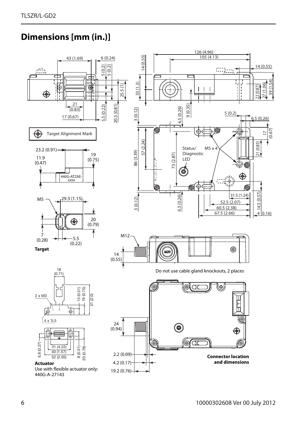 Dimensions [mm (in.), S [mm (in.) | Rockwell Automation 440G-TLSZR-L-GD2 Guard Locking Switch User Manual | Page 6 / 16