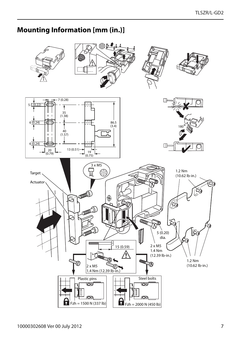 Mounting information [mm (in.) | Rockwell Automation 440G-TLSZR-L-GD2 Guard Locking Switch User Manual | Page 7 / 16