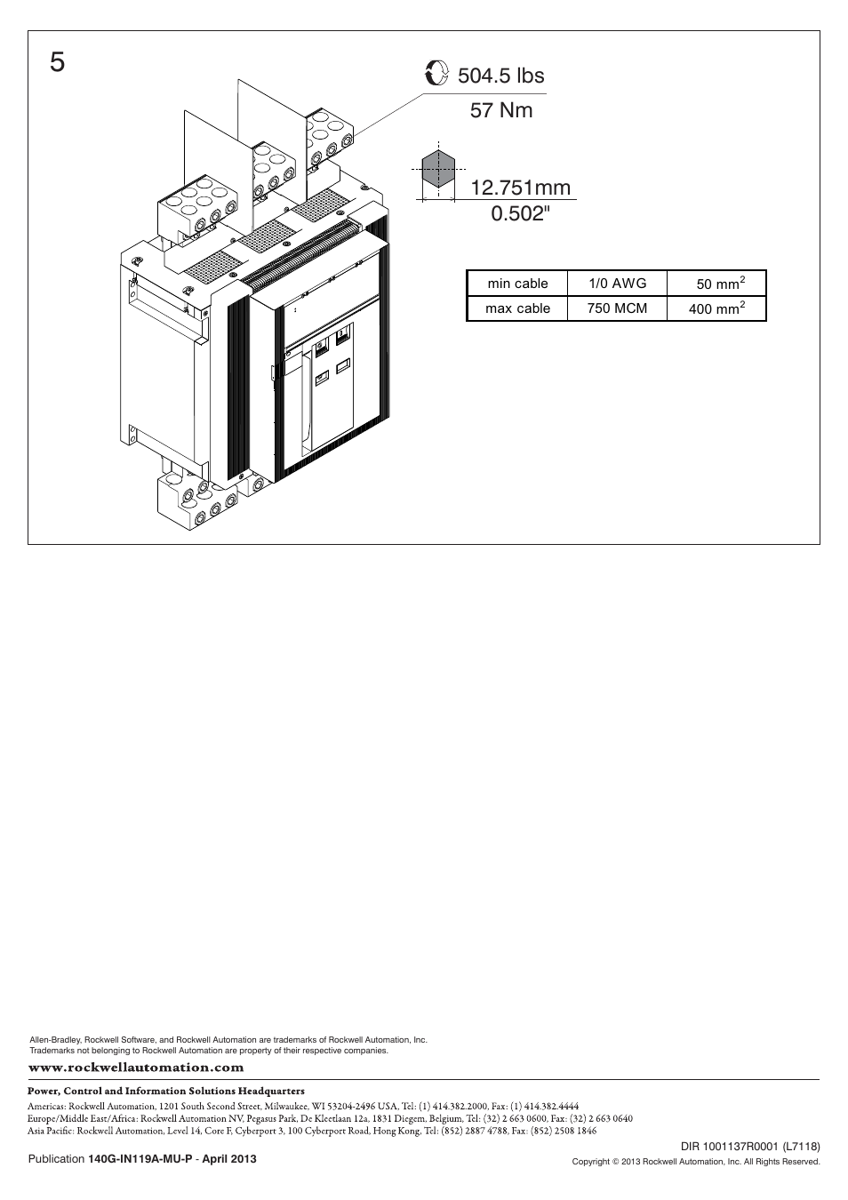 Rockwell Automation 140G-R-TLC63 Cu / CuAl Terminal Lugs User Manual | Page 4 / 4