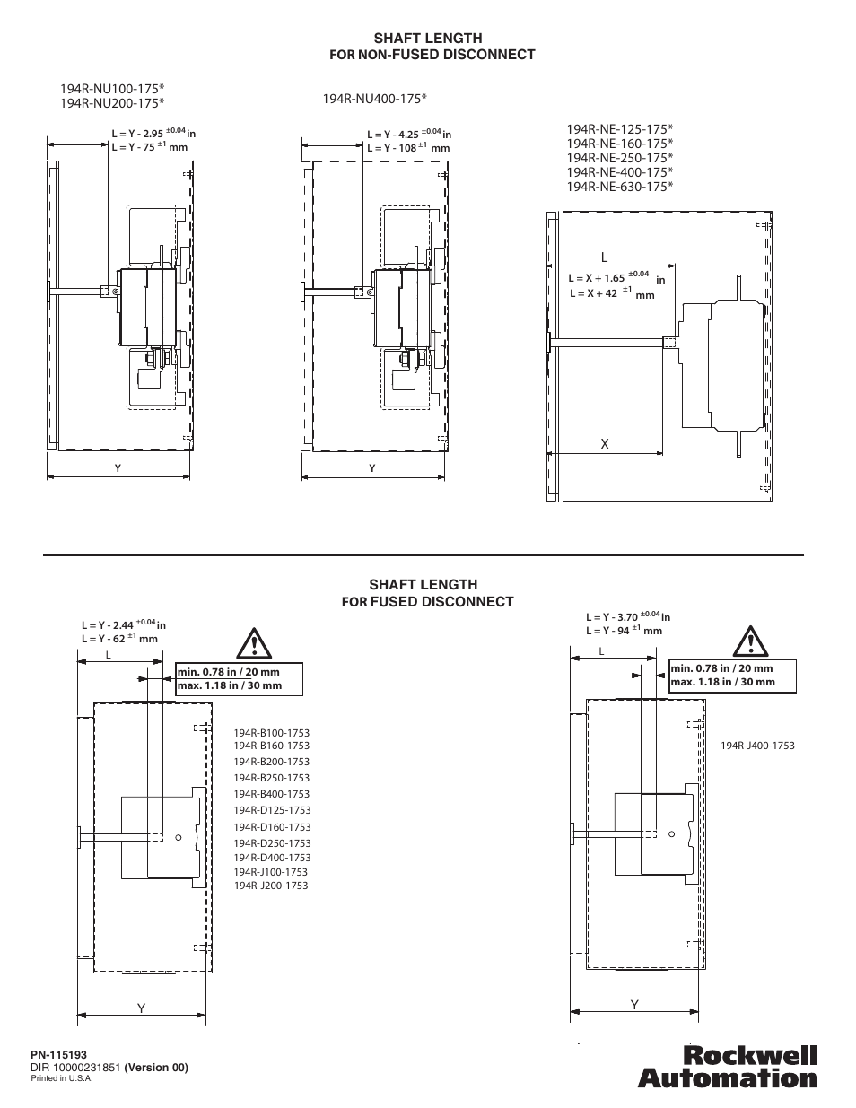 Rockwell Automation 194R-R7_8 Operating Shaft User Manual | Page 2 / 2
