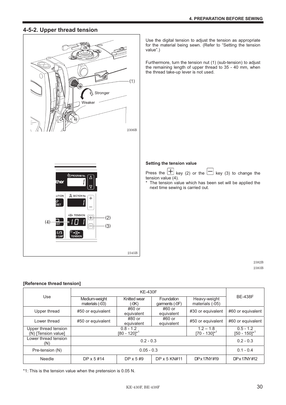 5-2. upper thread tension | Brother BE-438F User Manual | Page 39 / 90