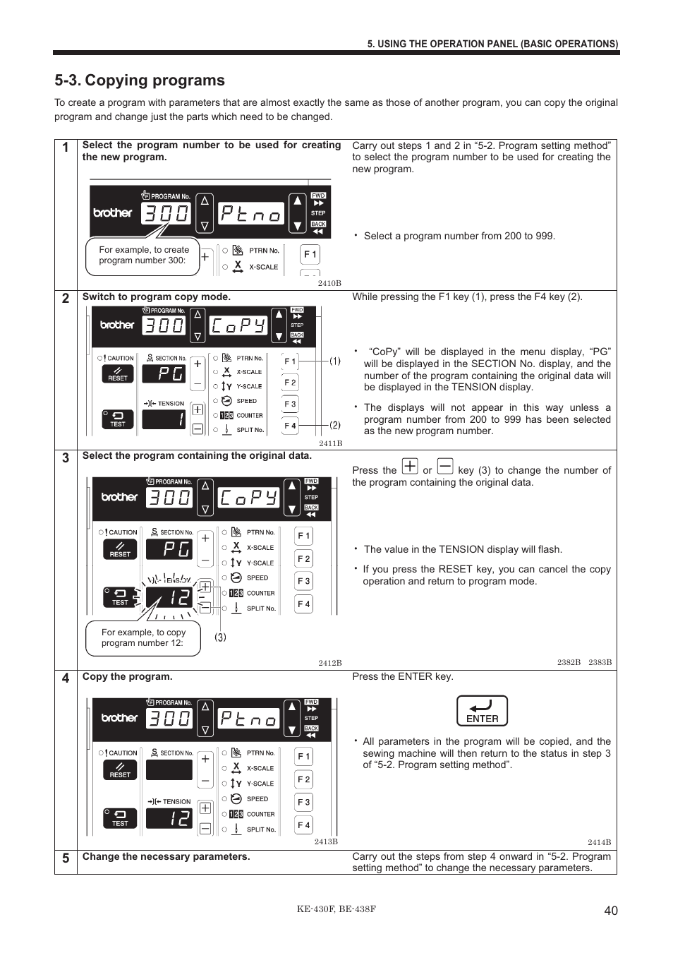 3. copying programs | Brother BE-438F User Manual | Page 49 / 90