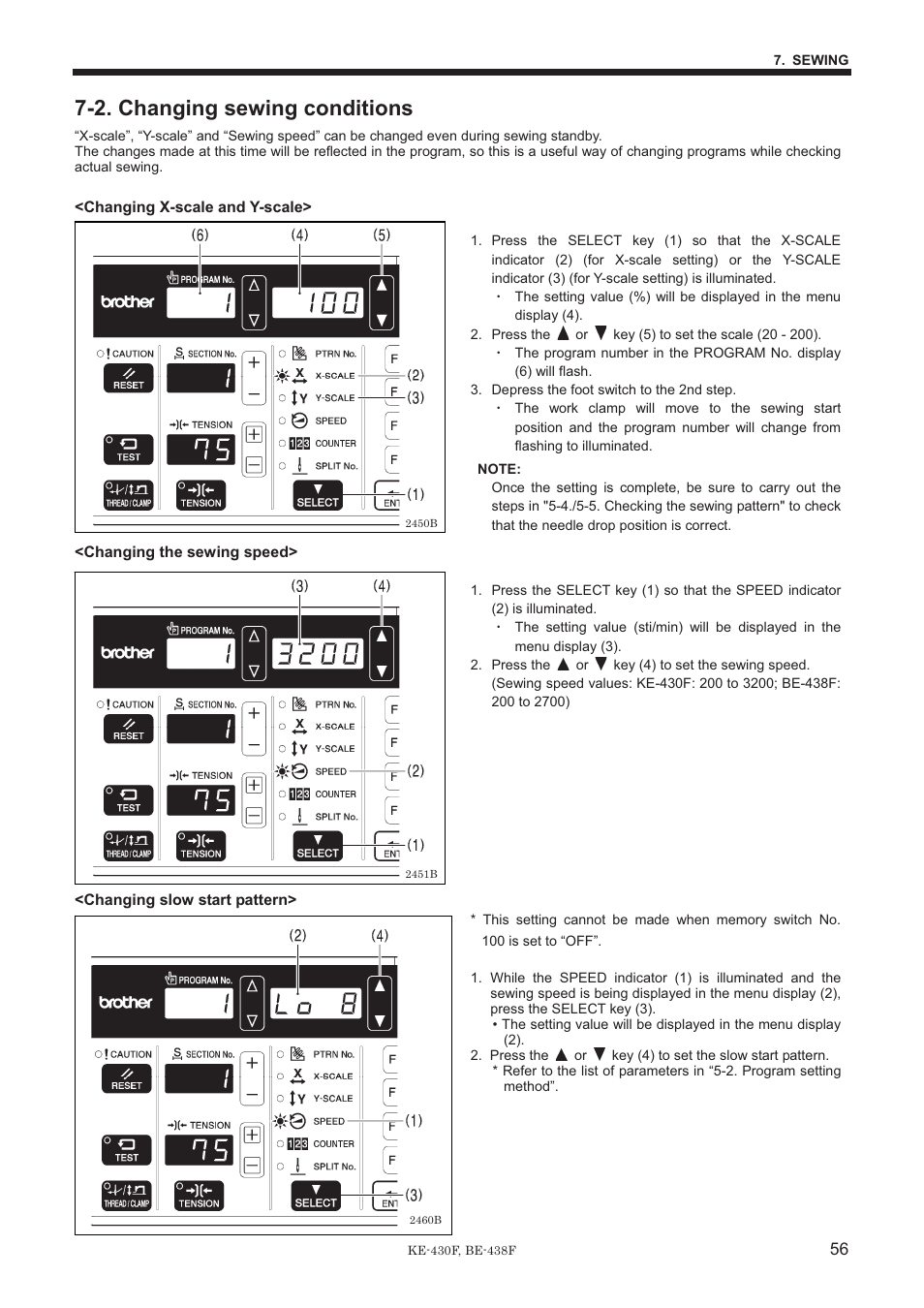 2. changing sewing conditions | Brother BE-438F User Manual | Page 65 / 90