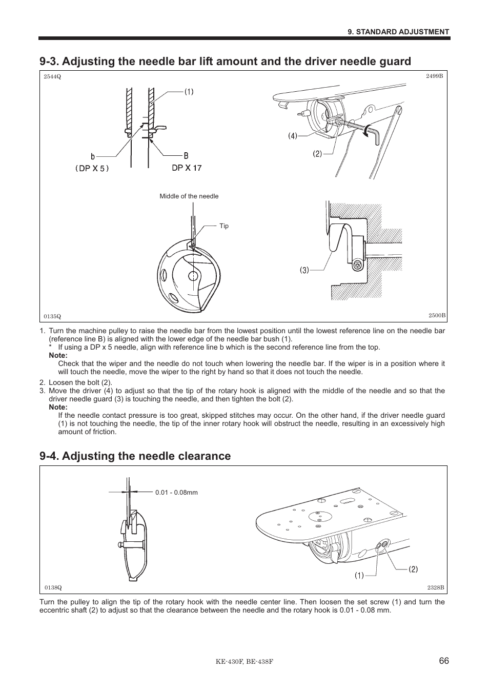 4. adjusting the needle clearance | Brother BE-438F User Manual | Page 75 / 90