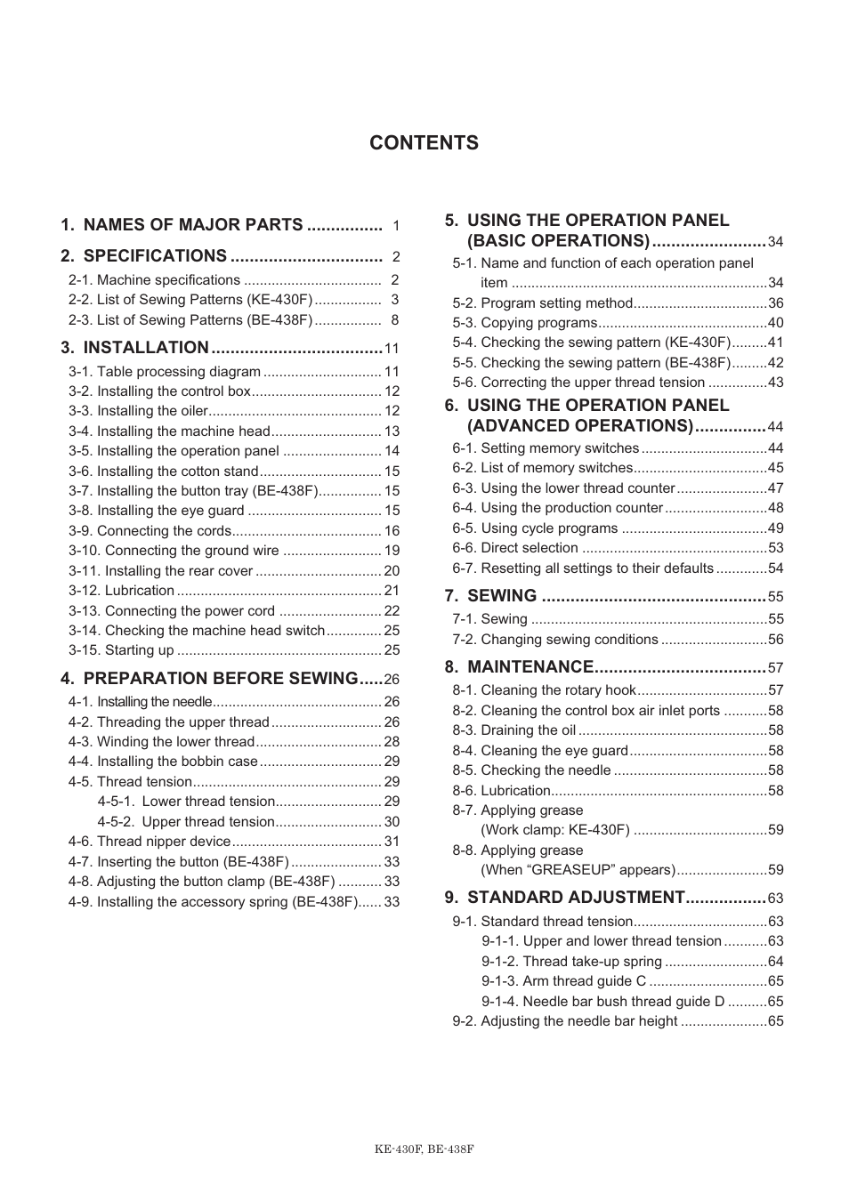 Brother BE-438F User Manual | Page 8 / 90