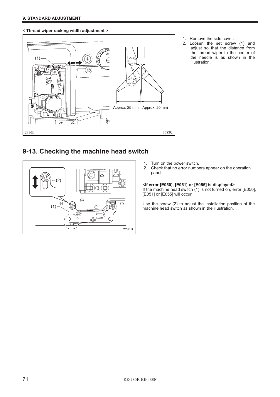 13. checking the machine head switch | Brother BE-438F User Manual | Page 80 / 90