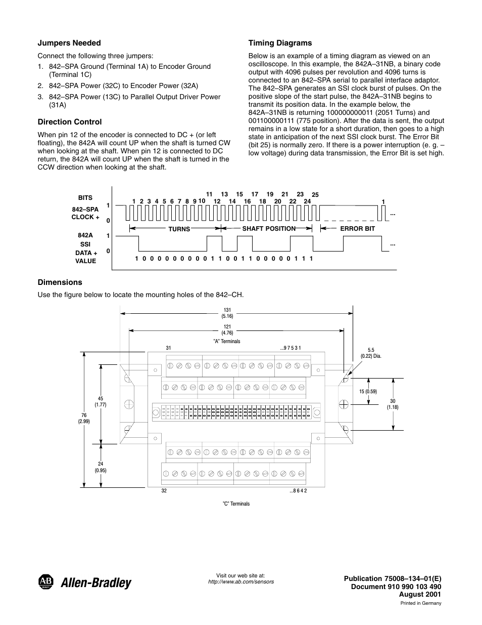 Rockwell Automation 842SPA Serial to Parallel Adaptor User Manual | Page 2 / 2