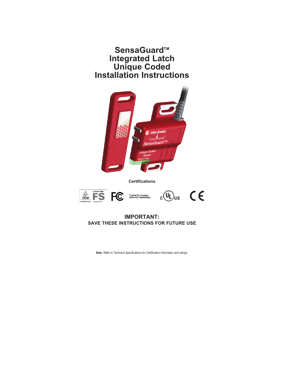 Rockwell Automation 440N SensaGuard Integrated Latch Unique Coded Installation Instructions User Manual | 20 pages
