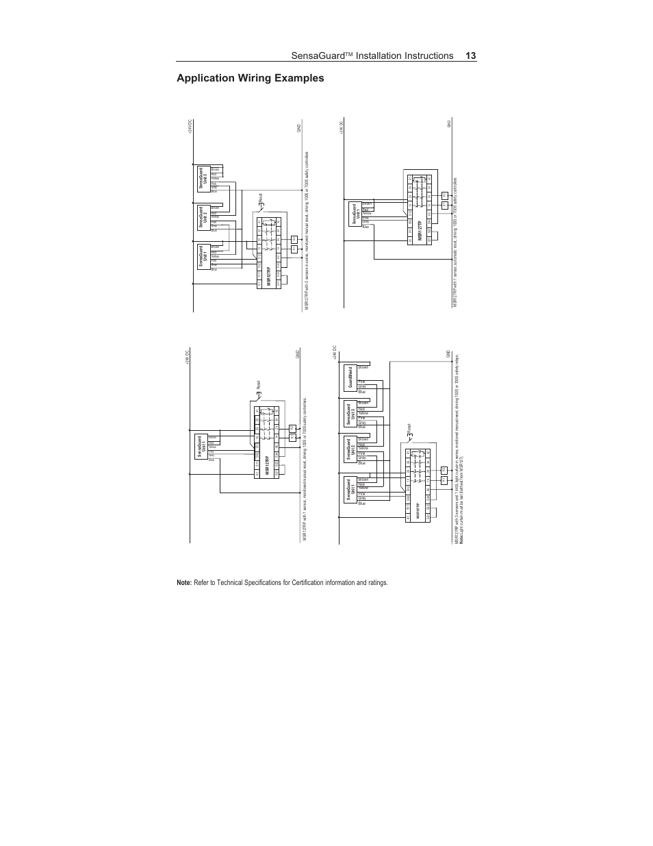 Application wiring examples, Sensaguard, Installation instructions 13 | Rockwell Automation 440N SensaGuard Integrated Latch Unique Coded Installation Instructions User Manual | Page 13 / 20