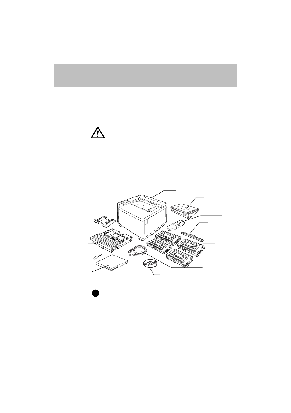 Chapter 2 setting up the printer, Before using the printer, Checking the components | Before using the printer 2-1, Checking the components 2-1, Gives, Particularly in, Chapter, Warning, Caution | Brother HL-3400CN User Manual | Page 31 / 280