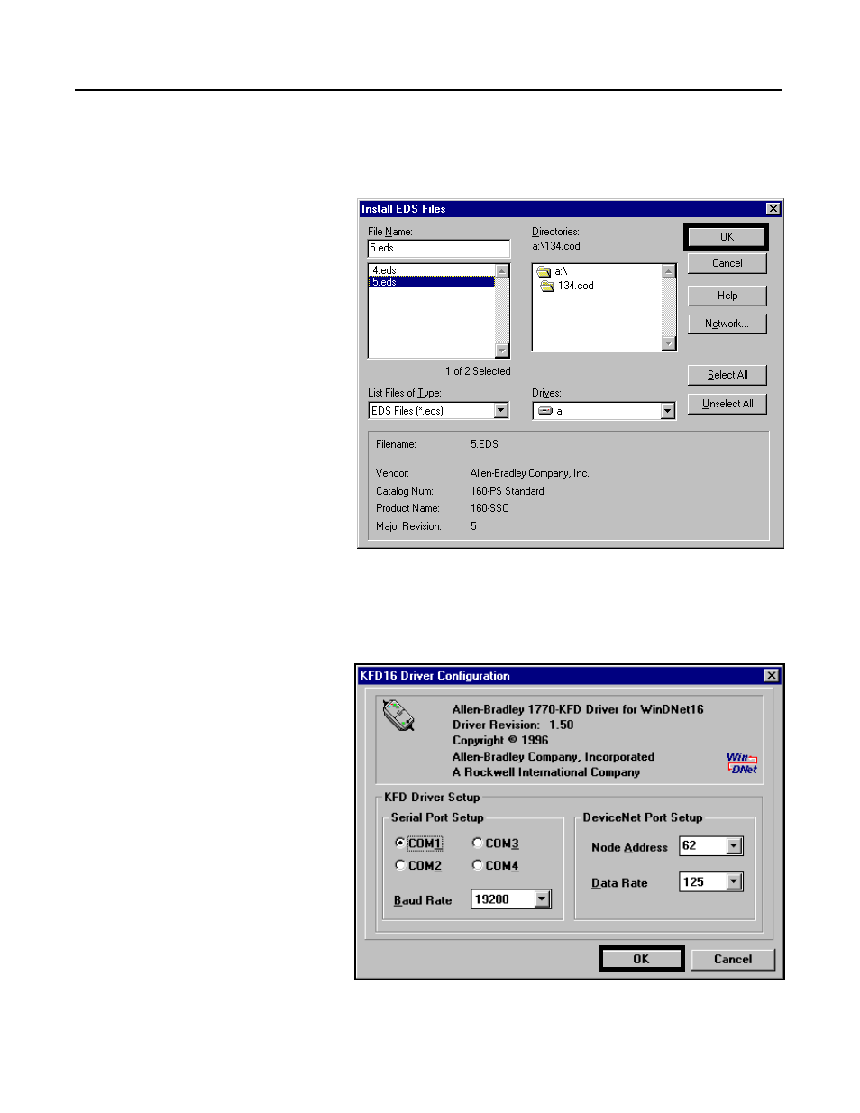 Installing the eds files, Invoke manager software and “go online, 3 to 6-8) | Rockwell Automation 160 DEVICENET (DN1) MODULE FRN 1-2.XX User Manual | Page 38 / 107