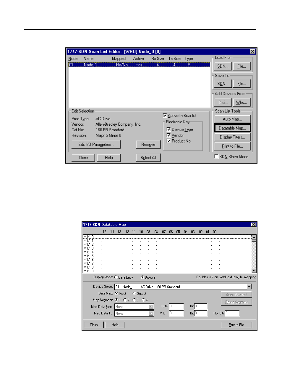 Map each device in the scan list, Map each device in the scan list -12, Set up the scan list (continued) | Rockwell Automation 160 DEVICENET (DN1) MODULE FRN 1-2.XX User Manual | Page 47 / 107