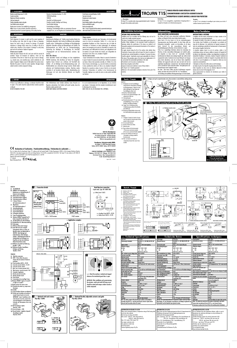 Rockwell Automation 440G Trojan T15 Tongue Operated Guard Interlock Switches User Manual | 1 page