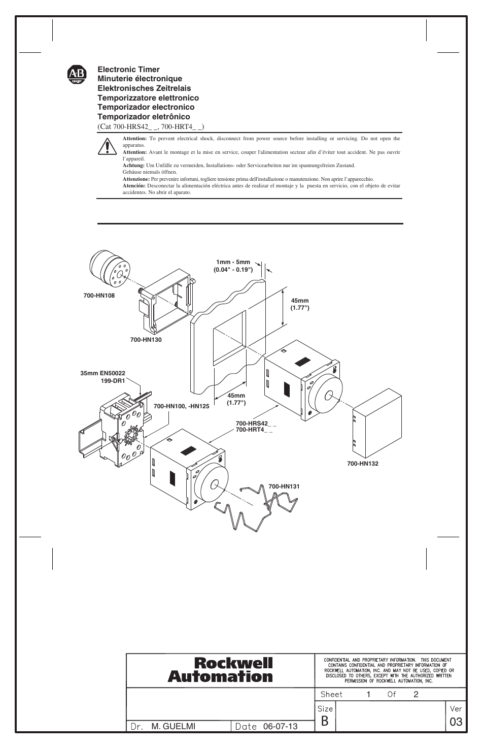 Rockwell Automation 700-HRS42xx_HRT4xx Electronic Timer User Manual | 2 pages