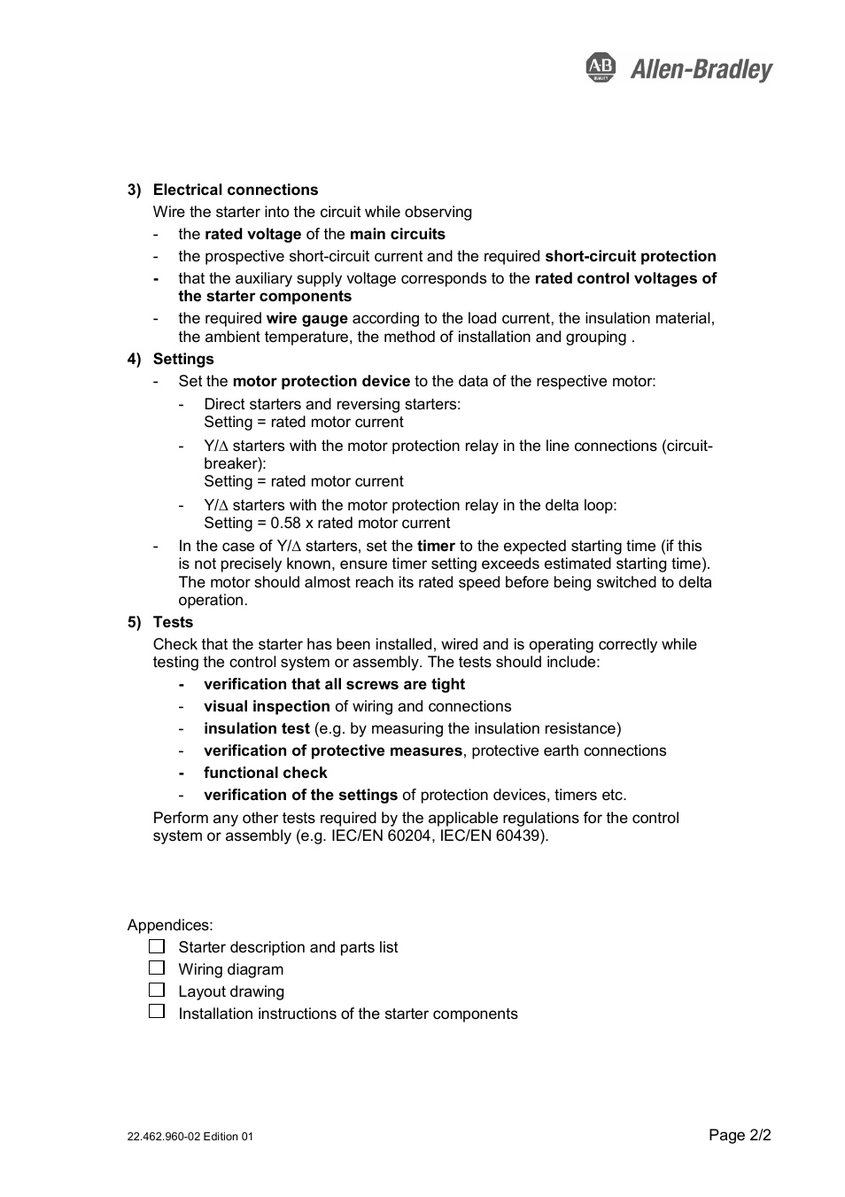 Rockwell Automation 190 Universal Instruction Sheet for Open Type Starters User Manual | Page 2 / 2