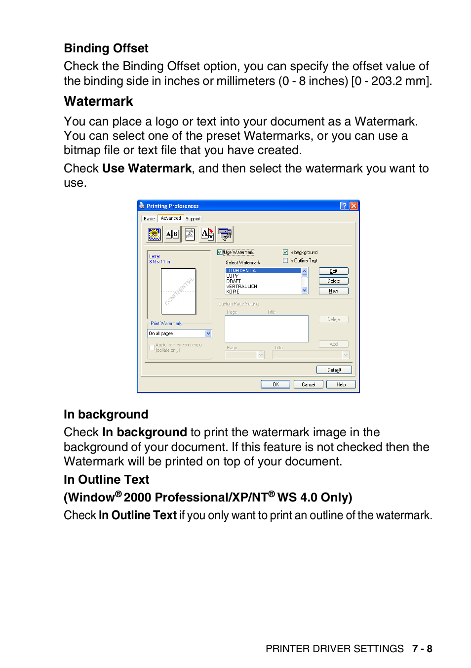 Watermark, Watermark -8 | Brother DCP-8020 User Manual | Page 103 / 282