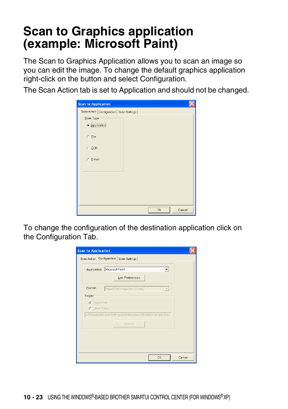 Scan to graphics application, Example: microsoft paint) -23 | Brother DCP-8020 User Manual | Page 178 / 282