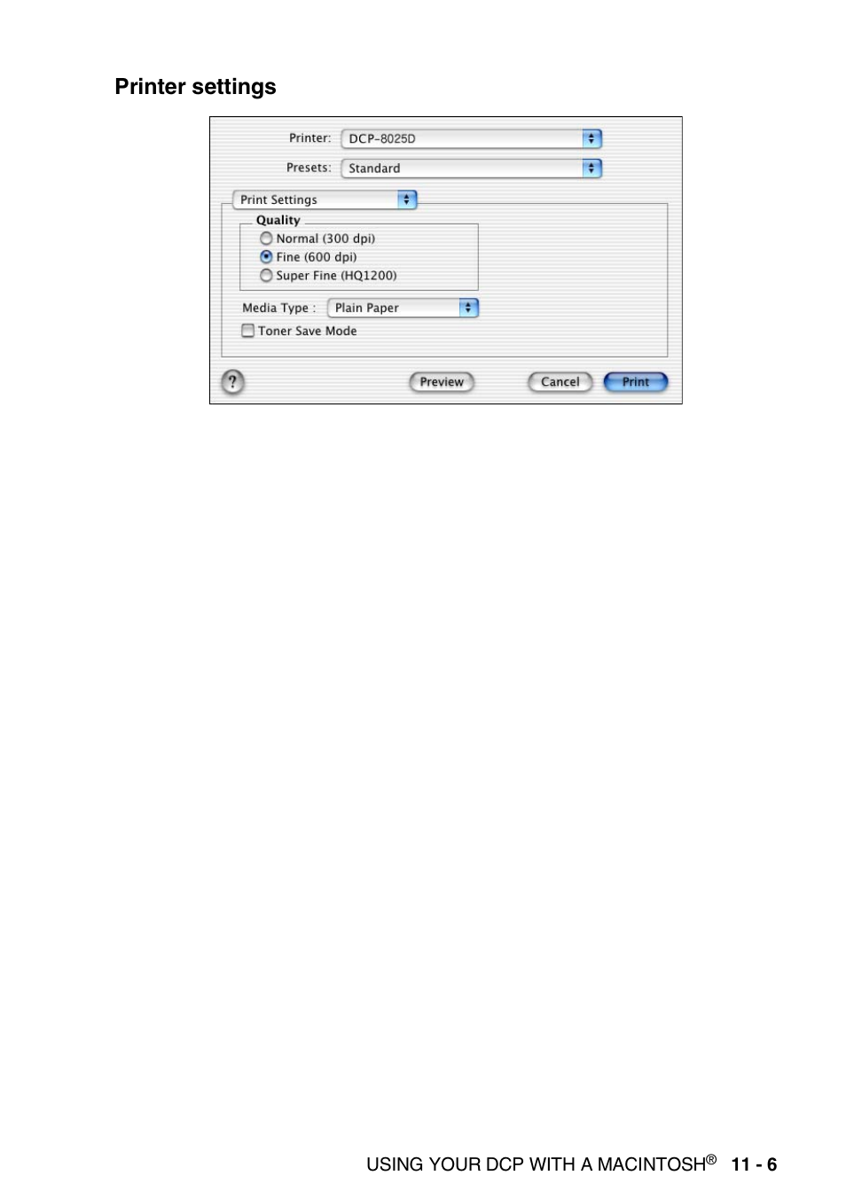 Printer settings | Brother DCP-8020 User Manual | Page 193 / 282