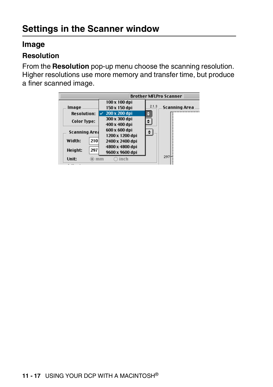 Settings in the scanner window, Image, Settings in the scanner window -17 | Image -17 | Brother DCP-8020 User Manual | Page 204 / 282