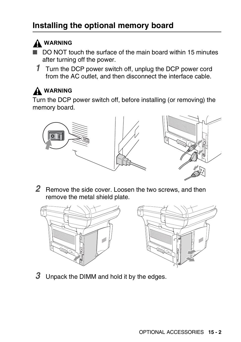 Installing the optional memory board, Installing the optional memory board -2 | Brother DCP-8020 User Manual | Page 261 / 282