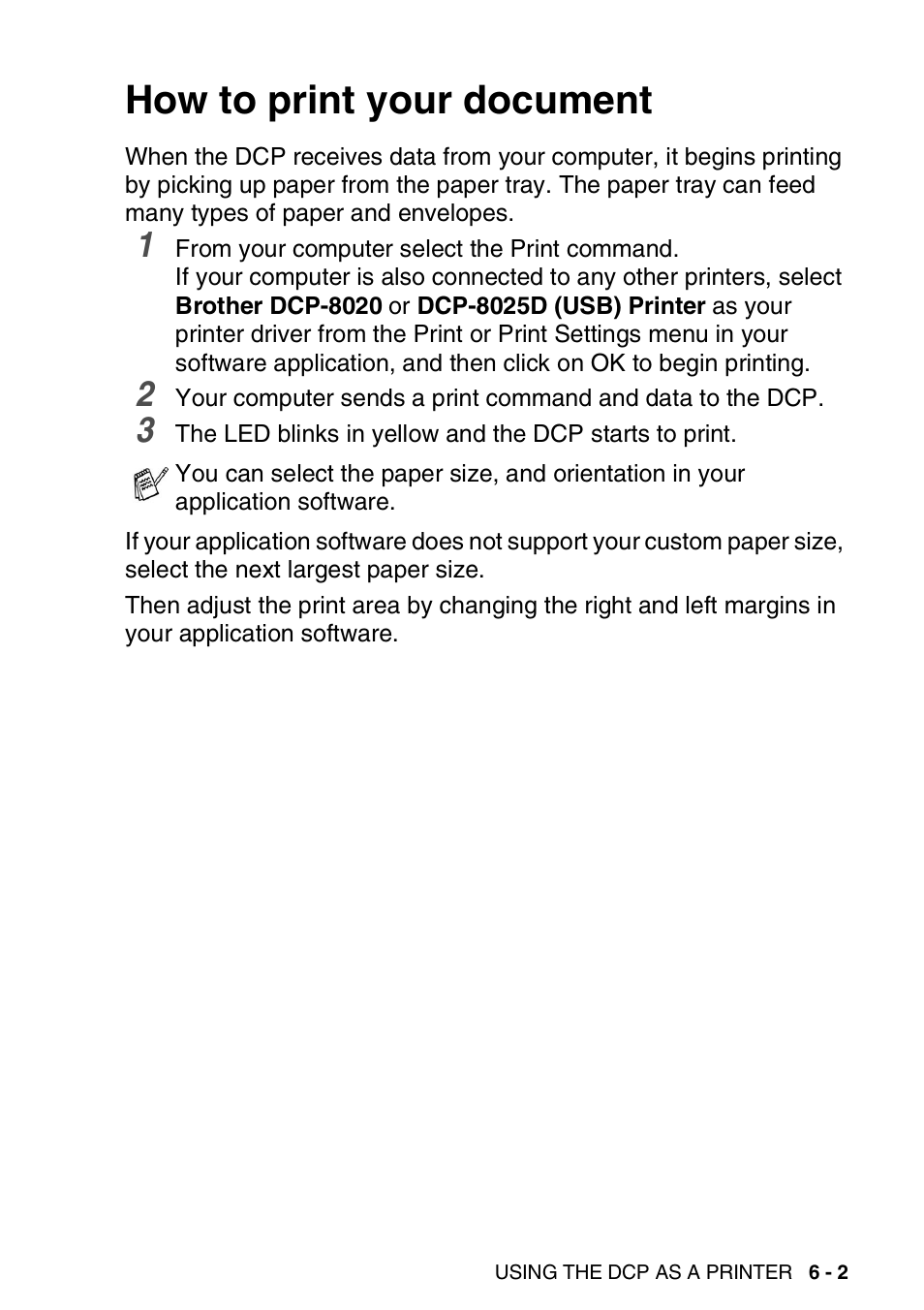 How to print your document, How to print your document -2 | Brother DCP-8020 User Manual | Page 79 / 282