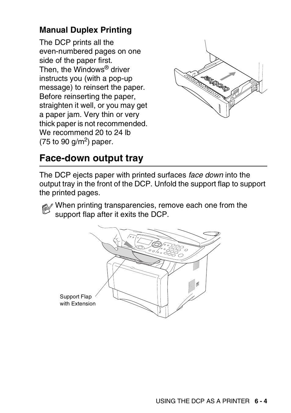 Manual duplex printing, Face-down output tray, Manual duplex printing -4 | Face-down output tray -4 | Brother DCP-8020 User Manual | Page 81 / 282