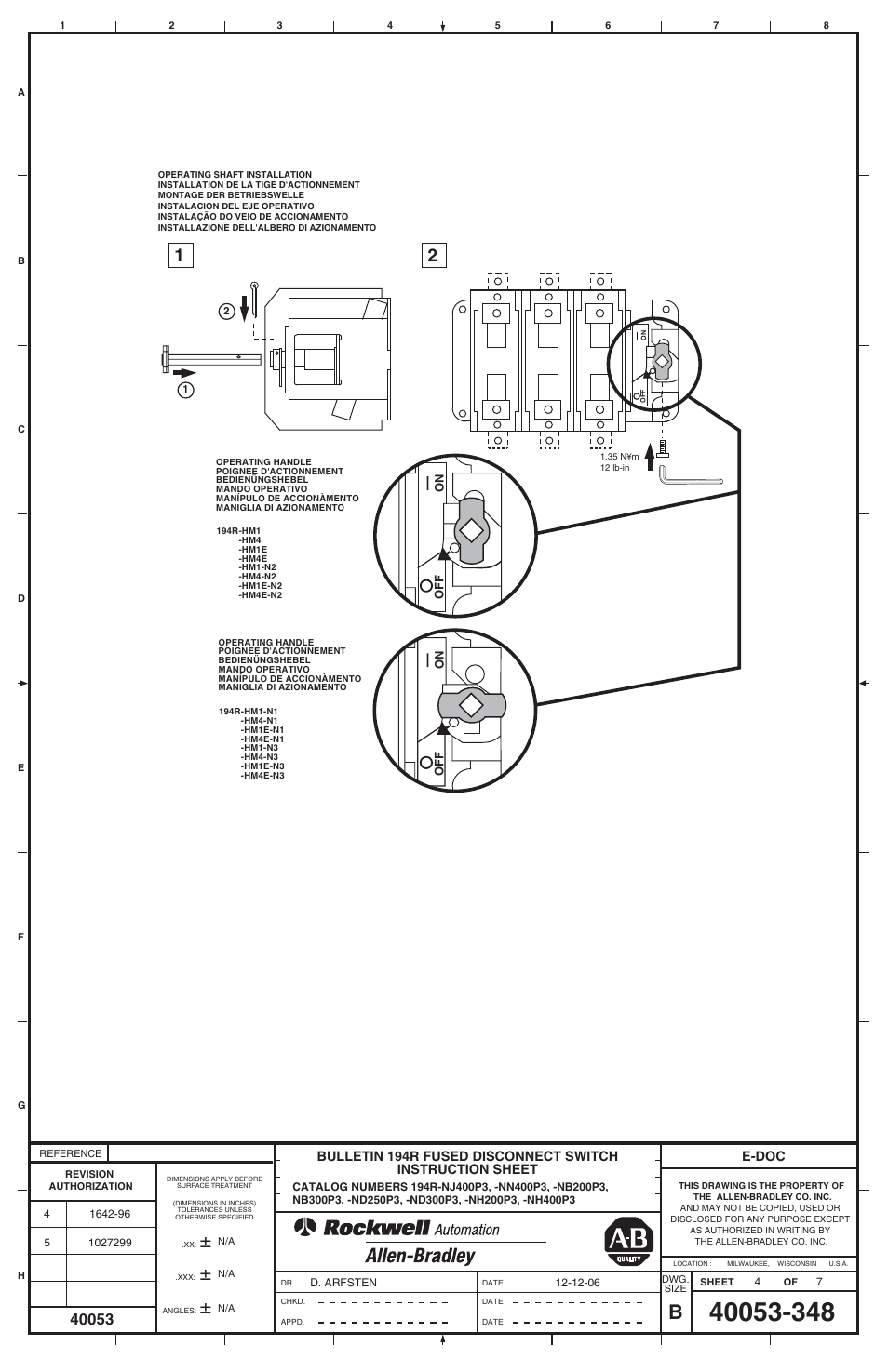 40053-348_5-4.pdf | Rockwell Automation 194R-NN400P3 Fused Disconnect Switch User Manual | Page 4 / 6
