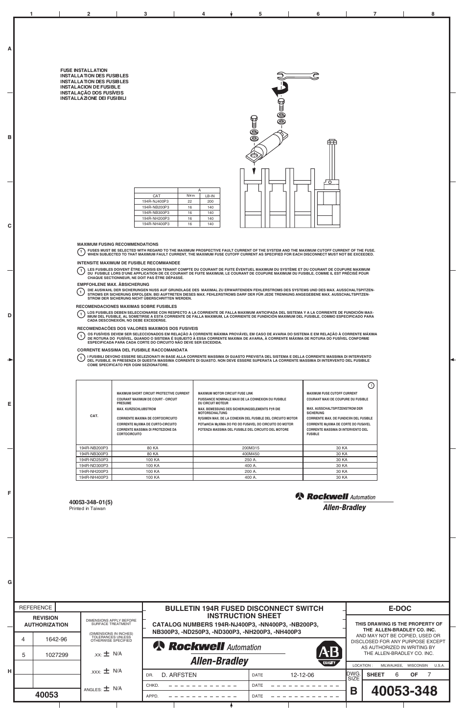 40053-348_5-6.pdf, E-doc | Rockwell Automation 194R-NN400P3 Fused Disconnect Switch User Manual | Page 6 / 6