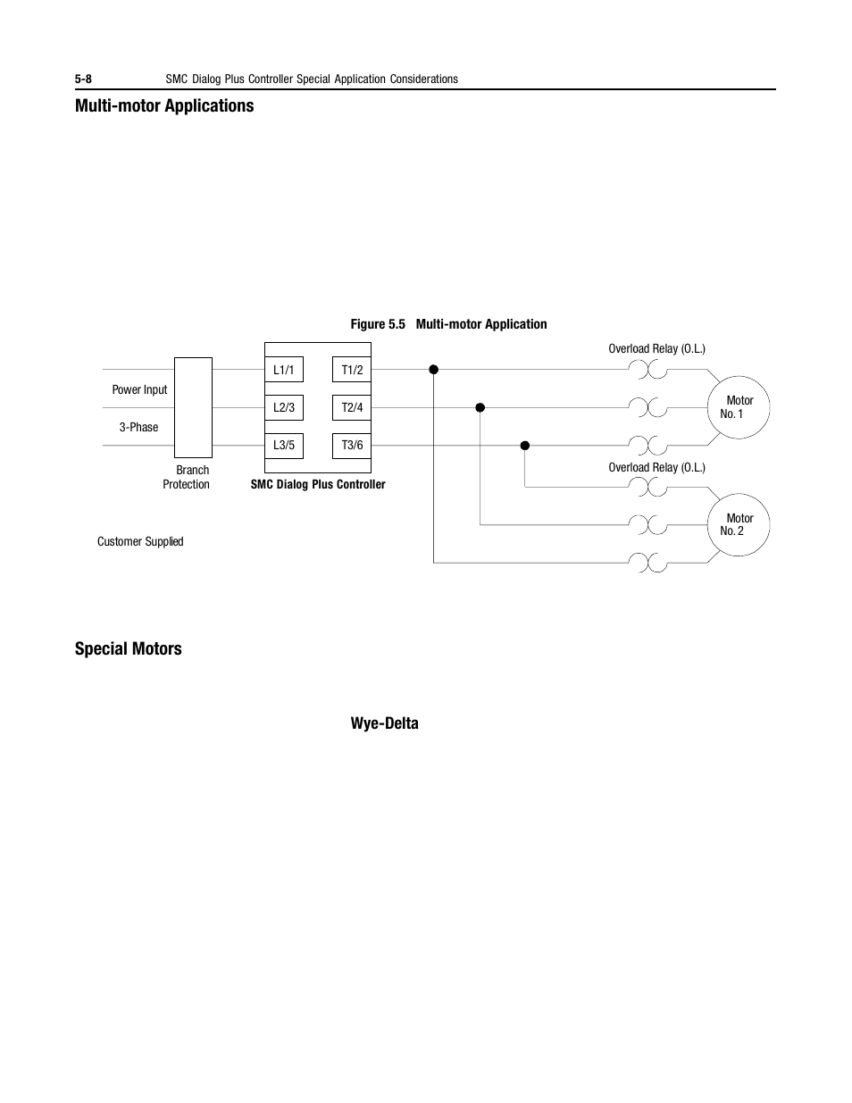 Multi-motor applications, Special motors, Wye-delta | Rockwell Automation 150 MNL/SMC DIALOG+/APP-PROD GUIDE User Manual | Page 132 / 202