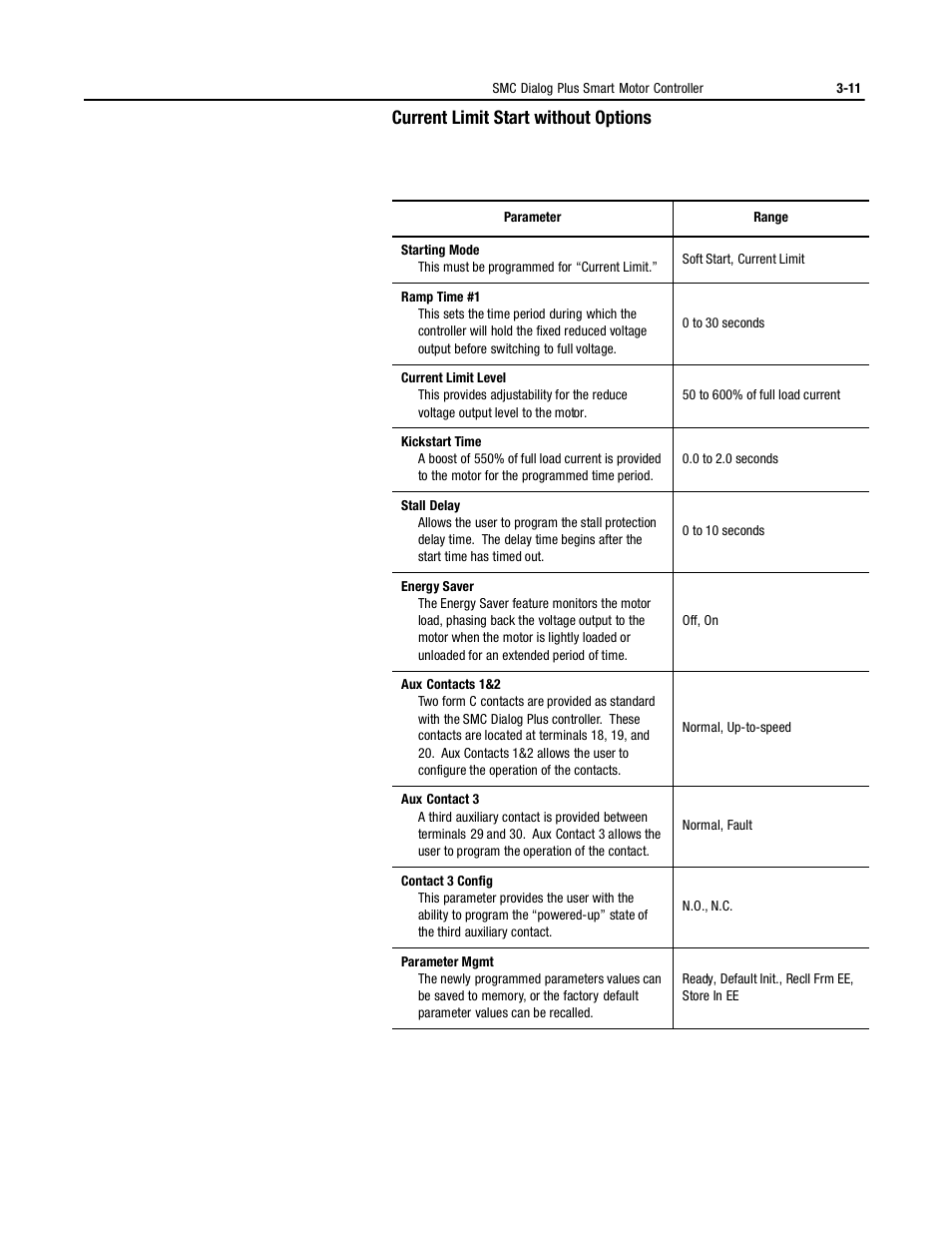 Current limit start without options | Rockwell Automation 150 MNL/SMC DIALOG+/APP-PROD GUIDE User Manual | Page 48 / 202