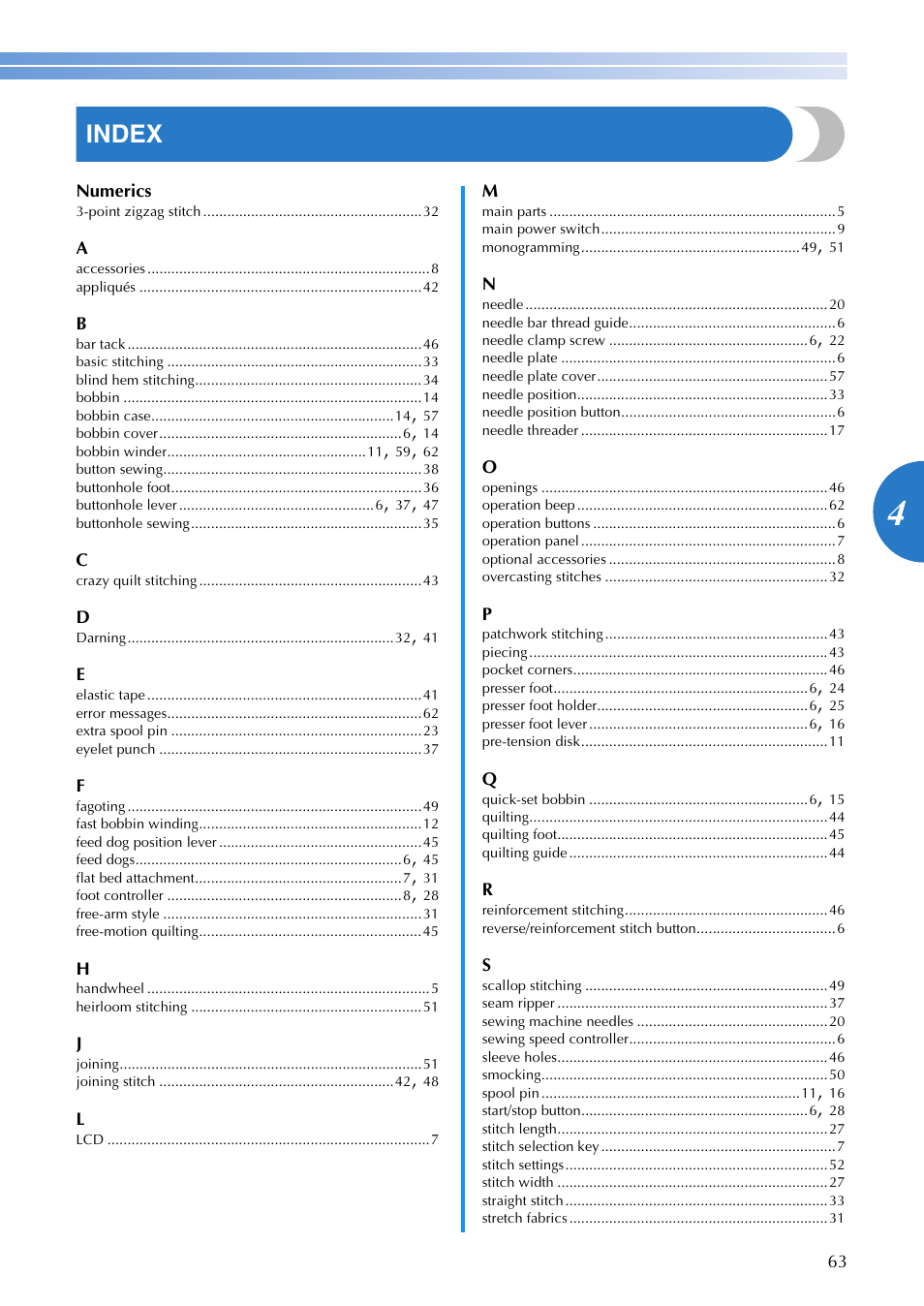 Index | Brother UM BC 1000 User Manual | Page 64 / 66