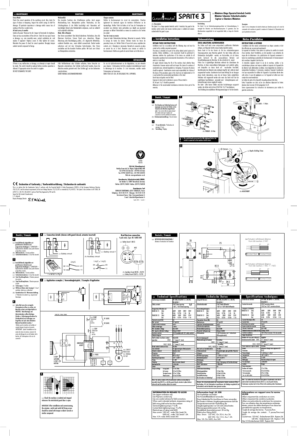 Rockwell Automation 440H Sprite 3 Miniature Hinge Operating Interlock Switches User Manual | 1 page