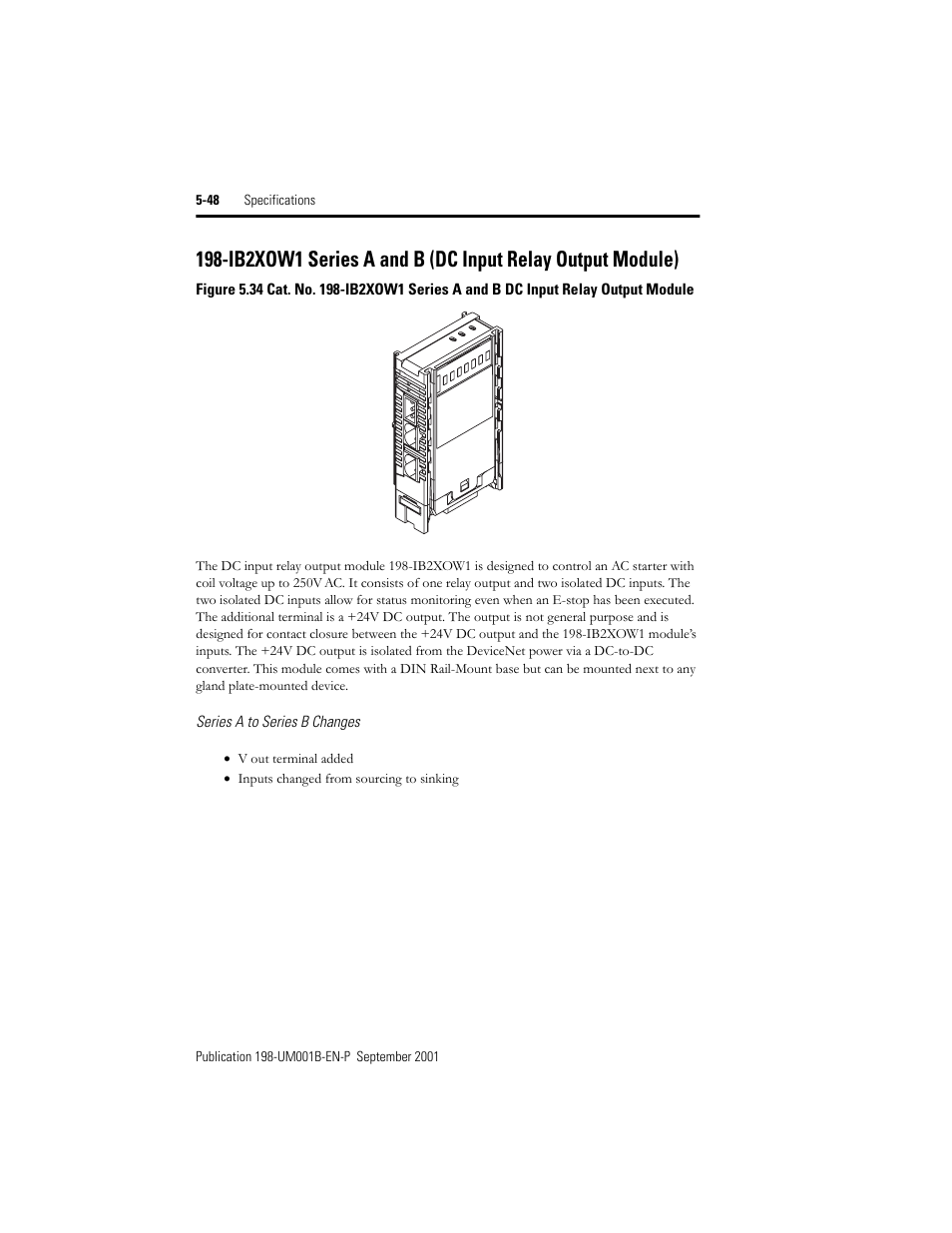 Series a to series b changes | Rockwell Automation 198x Modular DeviceNet Starter Auxiliary I/O User Manual | Page 114 / 164