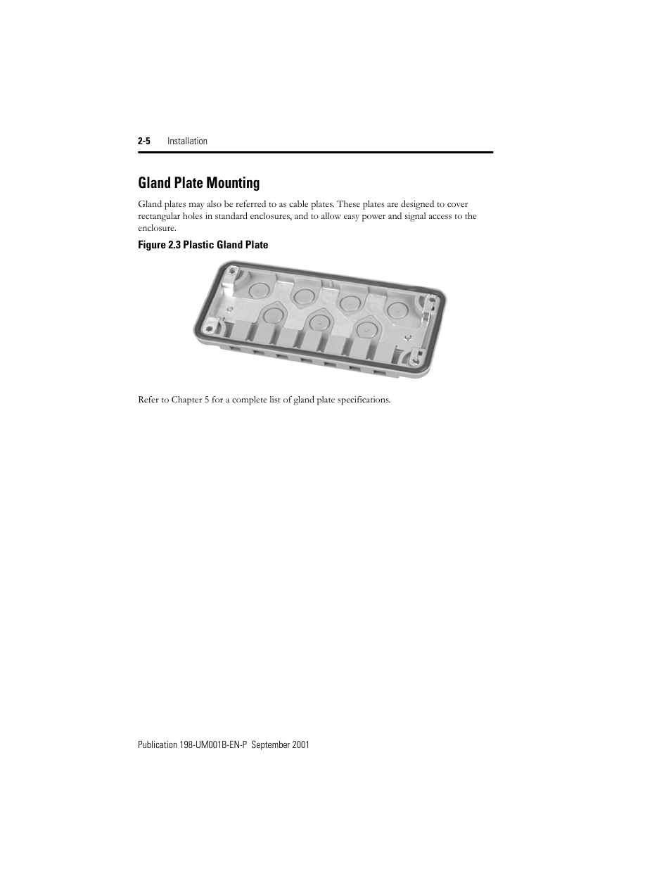 Gland plate mounting, Gland plate mounting -5 | Rockwell Automation 198x Modular DeviceNet Starter Auxiliary I/O User Manual | Page 18 / 164