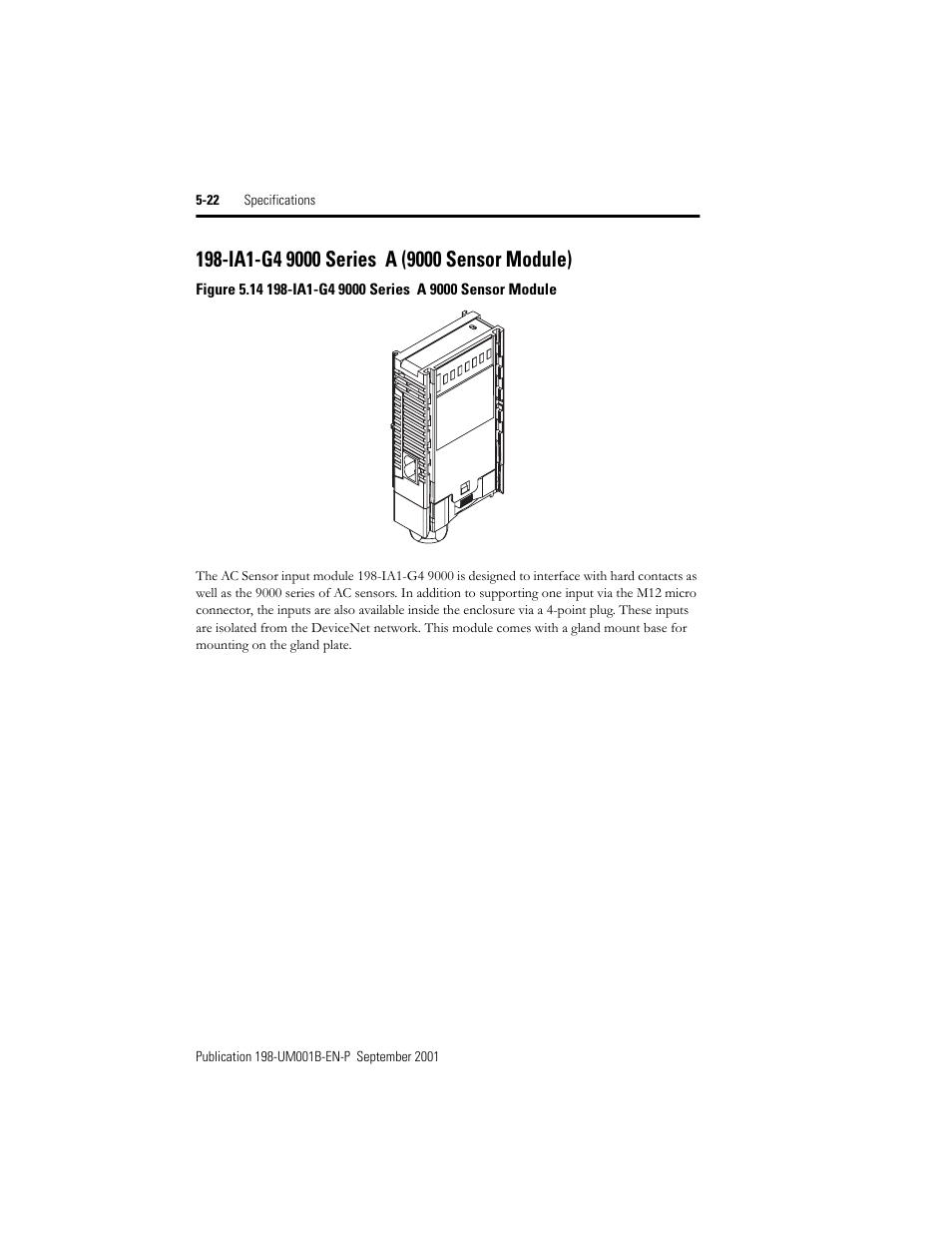 Ia1-g4-9000 series a (9000 sensor module), Ia1-g4 9000 series a (9000 sensor module) -22 | Rockwell Automation 198x Modular DeviceNet Starter Auxiliary I/O User Manual | Page 88 / 164