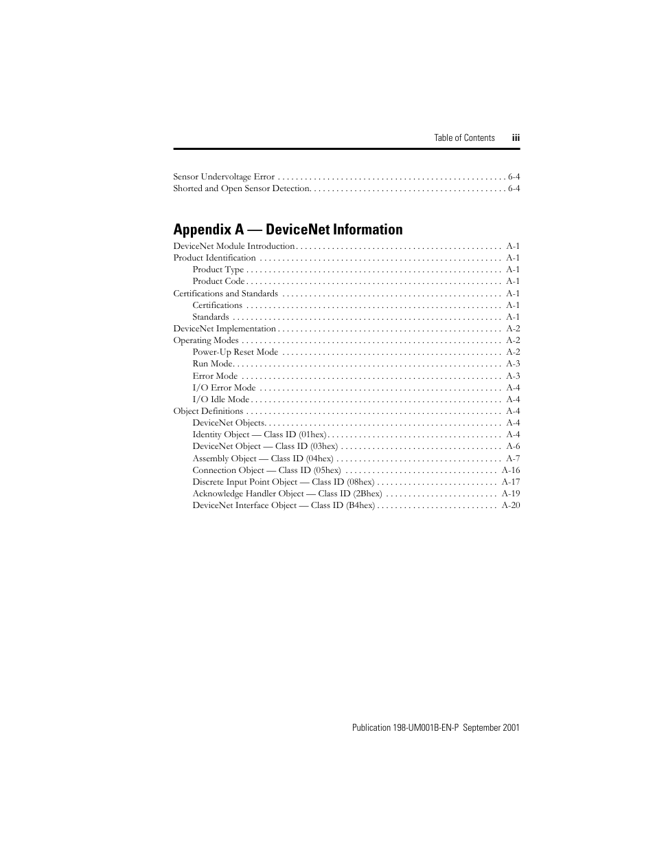 Appendix a — devicenet information | Rockwell Automation 198x Modular DeviceNet Starter Auxiliary I/O User Manual | Page 9 / 164