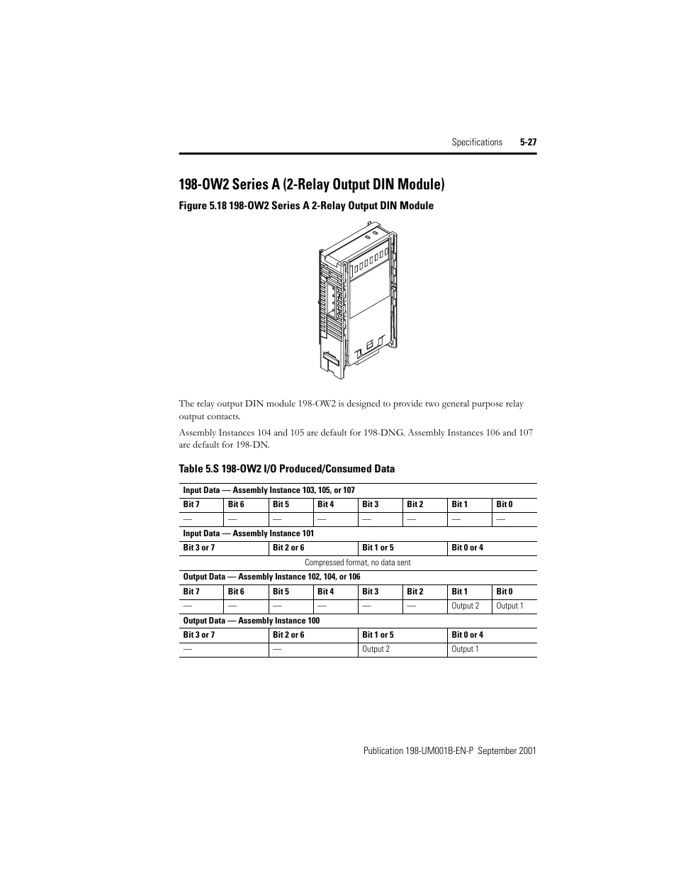 Ow2 series a (2-relay output din module), Ow2 series a (2-relay output din module) -27 | Rockwell Automation 198x Modular DeviceNet Starter Auxiliary I/O User Manual | Page 93 / 164
