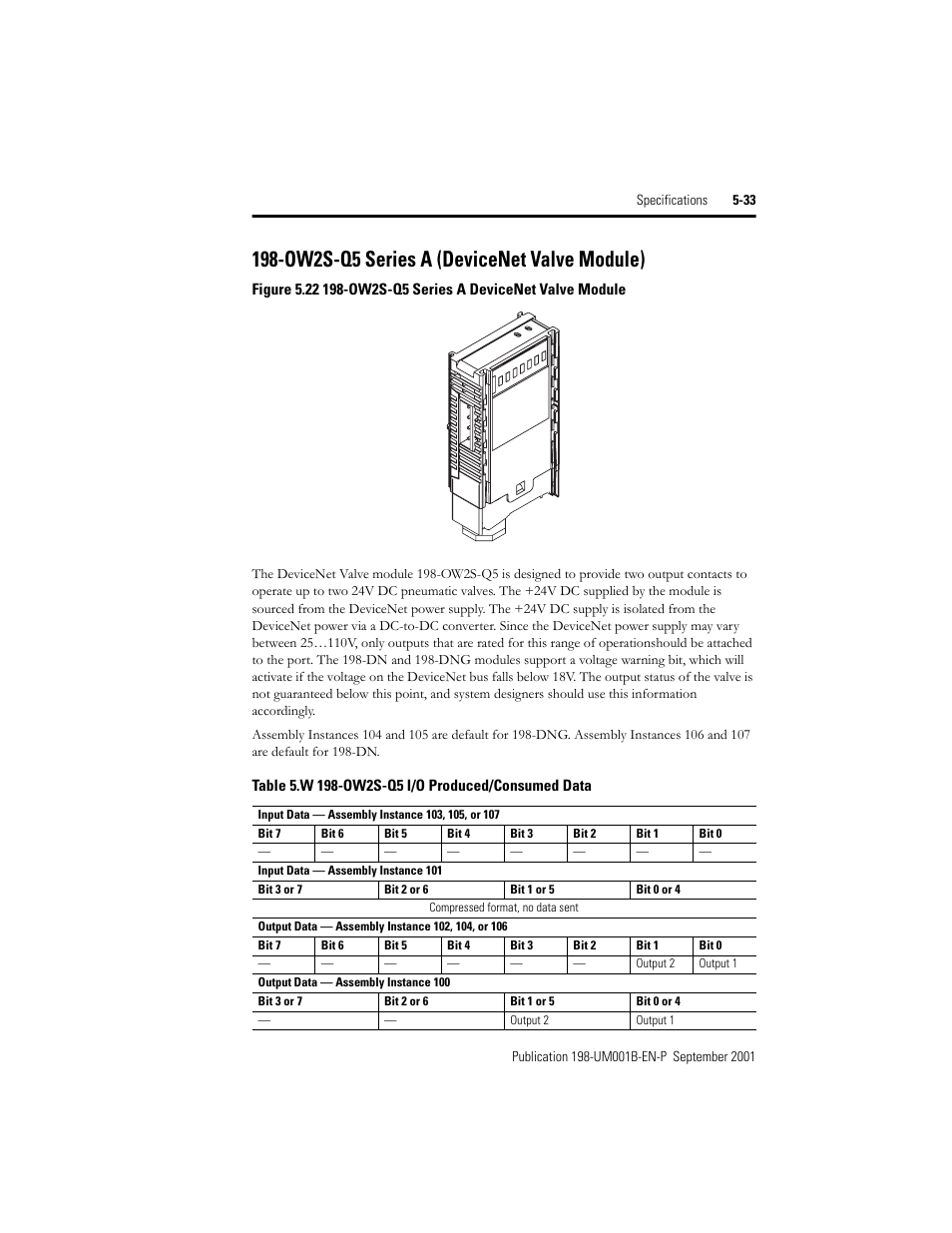Ow2s-q5 series a (devicenet valve module), Ow2s-q5 series a (devicenet valve module) -33 | Rockwell Automation 198x Modular DeviceNet Starter Auxiliary I/O User Manual | Page 99 / 164