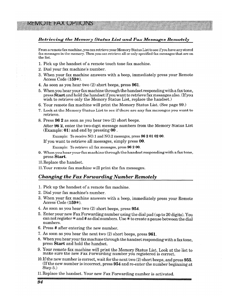 Kfciviu lh hax uhiiulmb, Changing the fax forwarding number remotely | Brother INTELLIFAX 3650 User Manual | Page 102 / 144