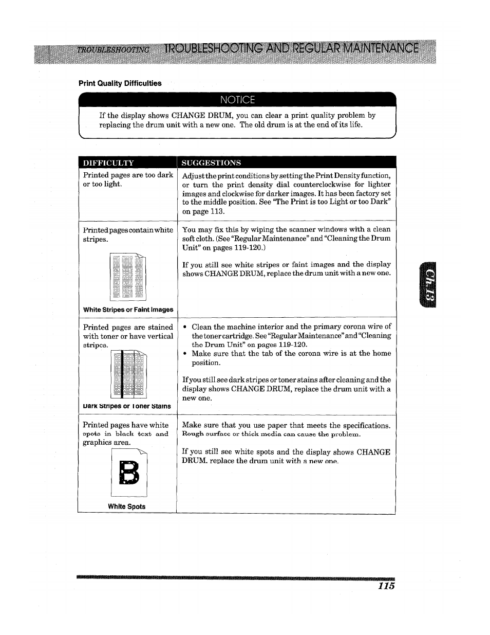 Troubleshooting and regular maintenance | Brother INTELLIFAX 3650 User Manual | Page 123 / 144