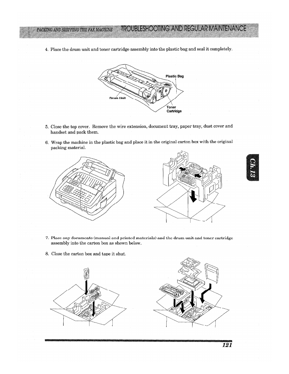 Troubleshooting and regular maintenance | Brother INTELLIFAX 3650 User Manual | Page 129 / 144