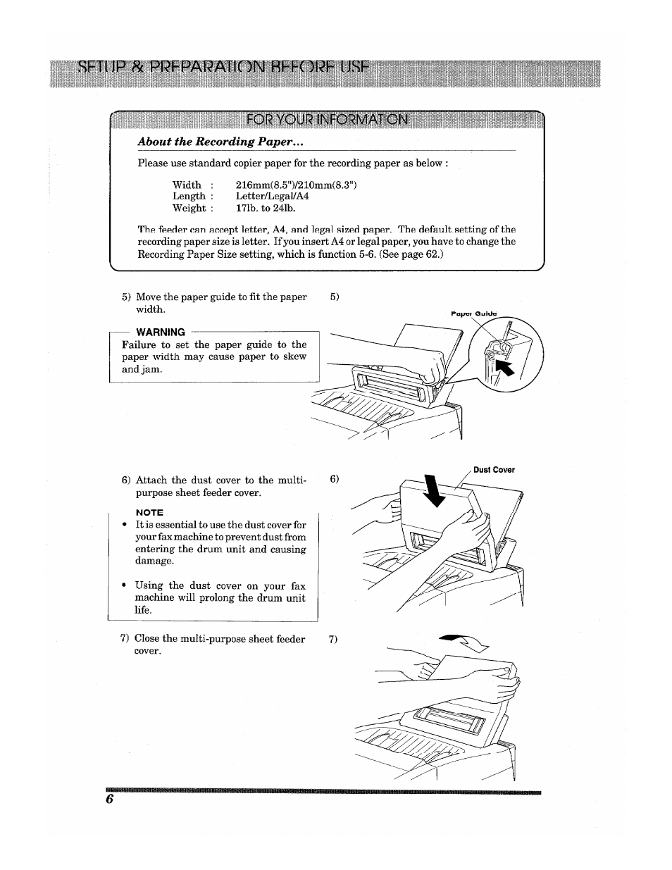 For your information, Setup & preparation before use | Brother INTELLIFAX 3650 User Manual | Page 14 / 144